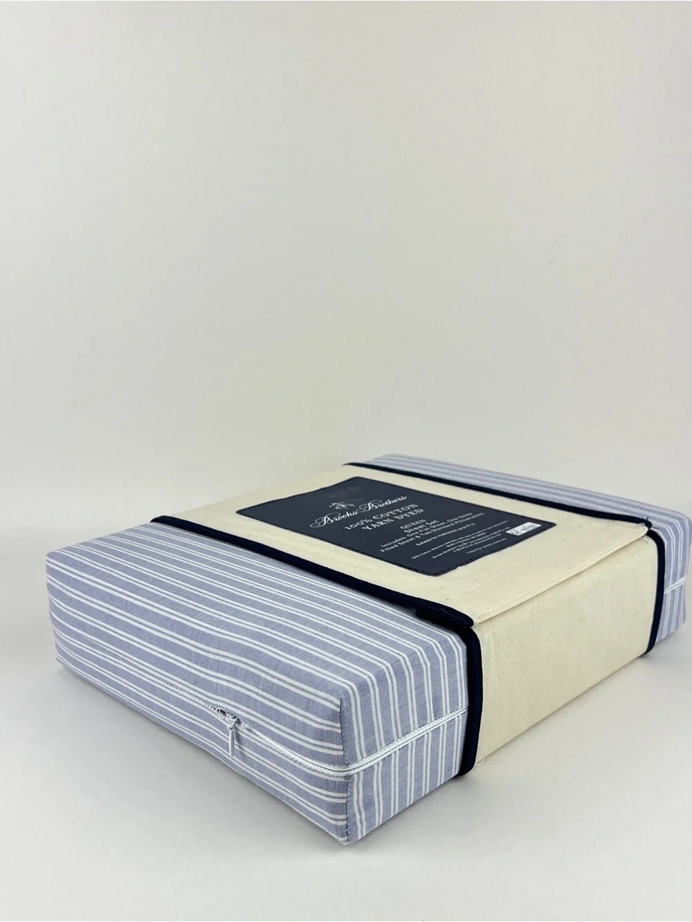 4 Pc Brooks Brothers Queen Sheet Set Blue White Striped Cotton Yarn Dyed NEW